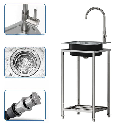 Abnehmbares multifunktionales Waschbecken, Waschbecken aus Edelstahl, Waschbecken mit einem Trog für gewerbliche Restaurantküchen