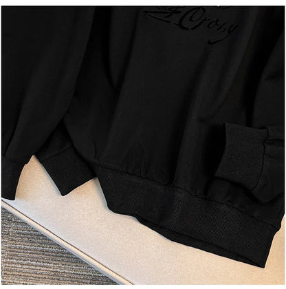 175 kg Plus Size Damen Büste 170 Herbst Cartoon Langarm Sweatshirt Schwarz Grau 5XL 6XL 7XL 8XL 9XL