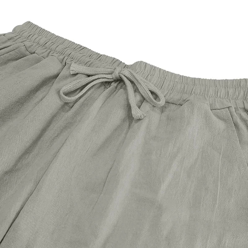 Frühling Sommer Dünne männer Casual Leinen Hosen Strand Stil Kordelzug Gerade Bein Lange Hosen Hochwertige Bequeme Passform