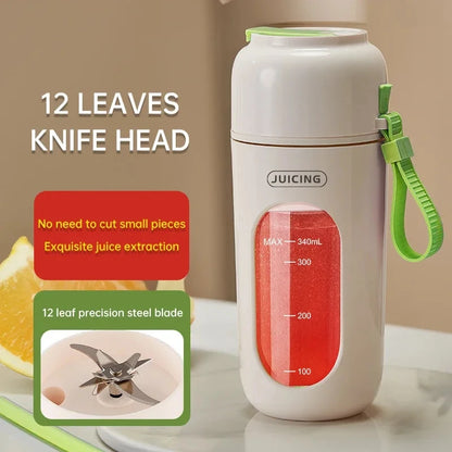 Portable Multi-function USB Wireless Juicer 12-blade Head Fast Juice Extraction 2600mAh Capacity Indoor and Outdoor Mixing Cup.