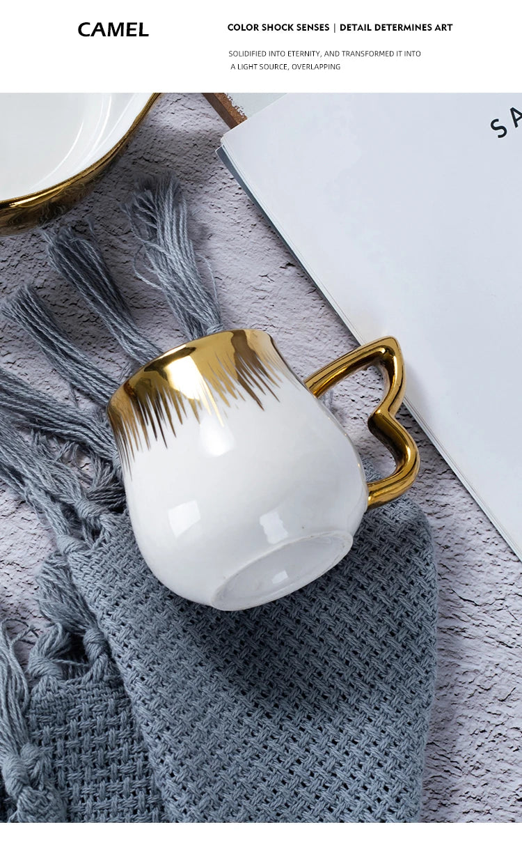 Luxury Ceramic Mug with Saucer European Retro Swan Shape Afternoon Tea Coffee Cup and Saucer Set Home Creative Drinkware Gift.