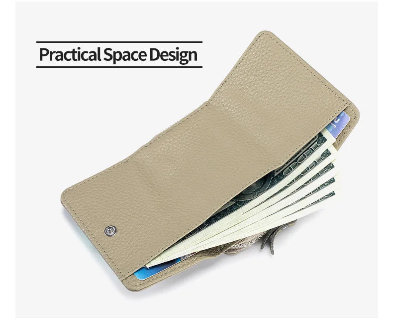 Genuine Leather Women Wallet Small Zipper Coin Wallet Female Short Cow Leather Women Purse RFID Card Money Bag Gift for Women.