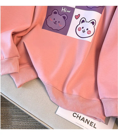 170kg plus size Damen büste Herbst Winter lose Rundhals ausschnitt Bär Sweatshirt Langarm lässig Top 6xl 7xl 8xl 9xl 10xl 11xl.