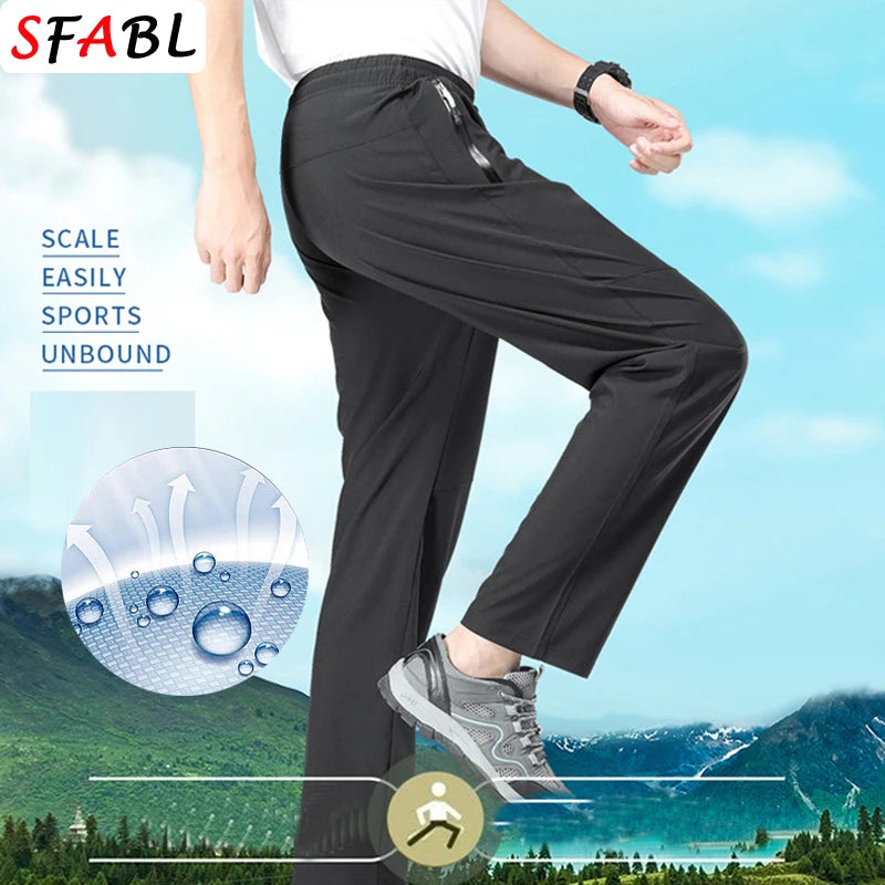 5XL High Stretch Outdoor Sport Hiking Pants Men Zipper Pockets Trousers Men Summer Thin Quick Dry Men's Pants Trekking Fishing.