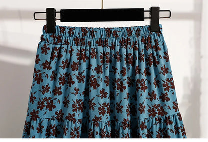 2025 Vintage Draped Elegant Chinese Style Women's Half-length Skirts Autumn Floral Pleated A- Line Skirt With Lining