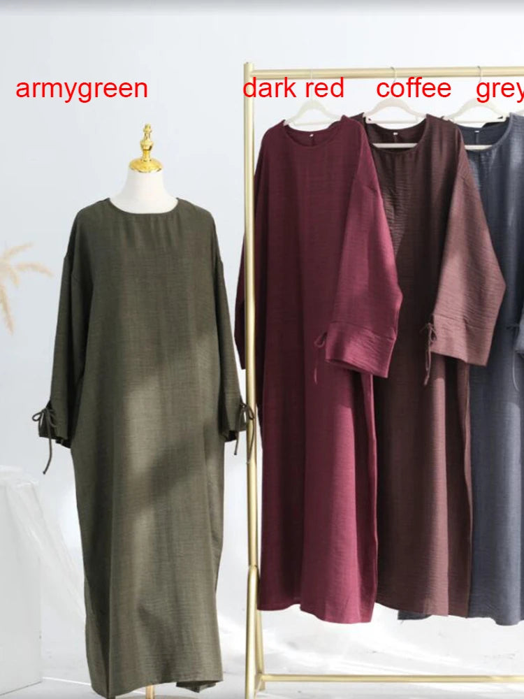 Muslim Abaya Women Dress Solid bow Jalabiya Eid 2025 Ramadan Morocco Islam Vestidos Largos Arab Long Robe Dubai Abayas Kaftan.