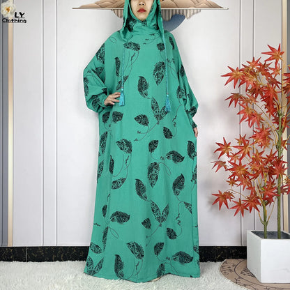 2025Hot Sales New Ramadan Muslim Double Hat Women Abaya Prayer Garment Islam Turkey Arabic Femme Abaya Prayer Kaftan Loose Robes.