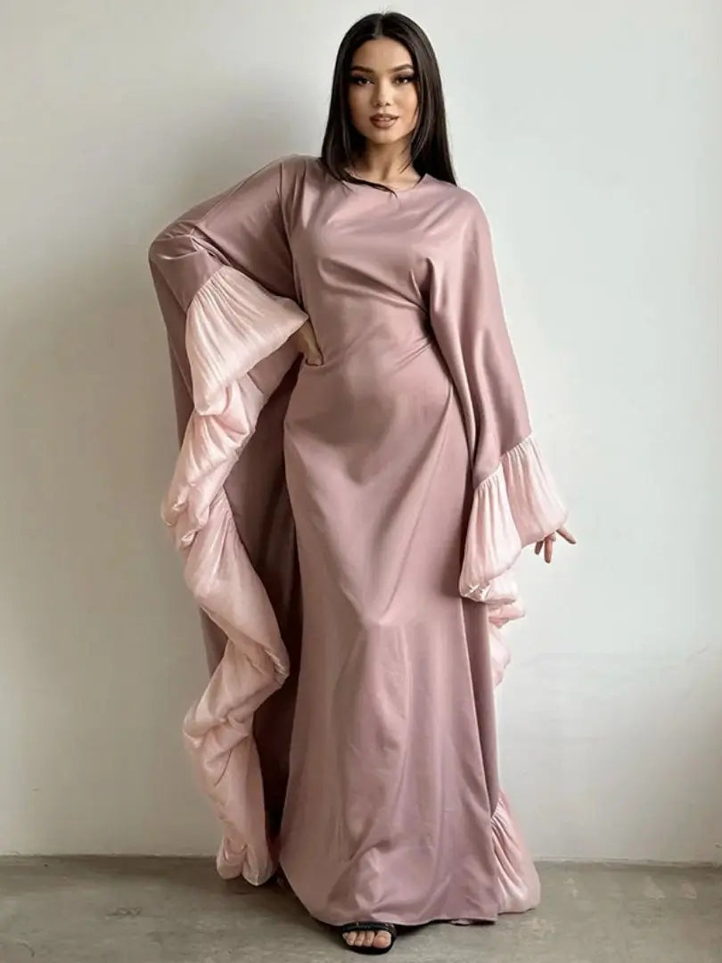 Ramadan Eid Kebaya Muslim Batwing Abaya Damen Dubai Luxury Abayas For Women Kaftan Satin Dress Islam Caftan Marocain Robe Femme.