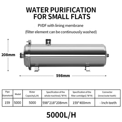 DIVEDEER PVC Filter Cartridge Water Purifier PVDF Ultra Filtration Water Purifier with Cleaning Tube Kitchen Drinking Water