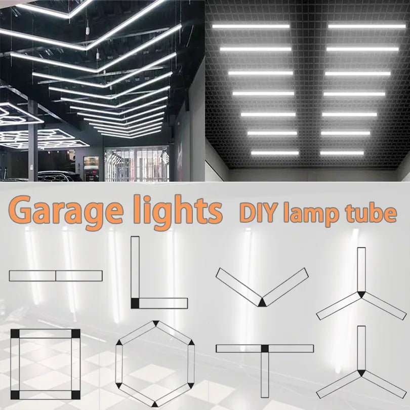 Hexagon LED lighting for DIY Garage Barbecue Shop Barbershop Gym Bar Car Showroom 4S Workshop Ceiling Light Honeycomb Tube.