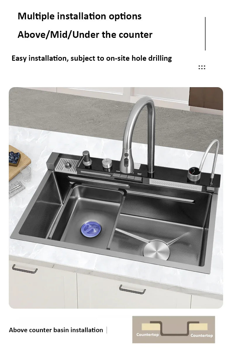 Wvier multifonction Whale Shaped Large Sink rubinetto cucina lavello cosas para casa waterfall kitchen-sink