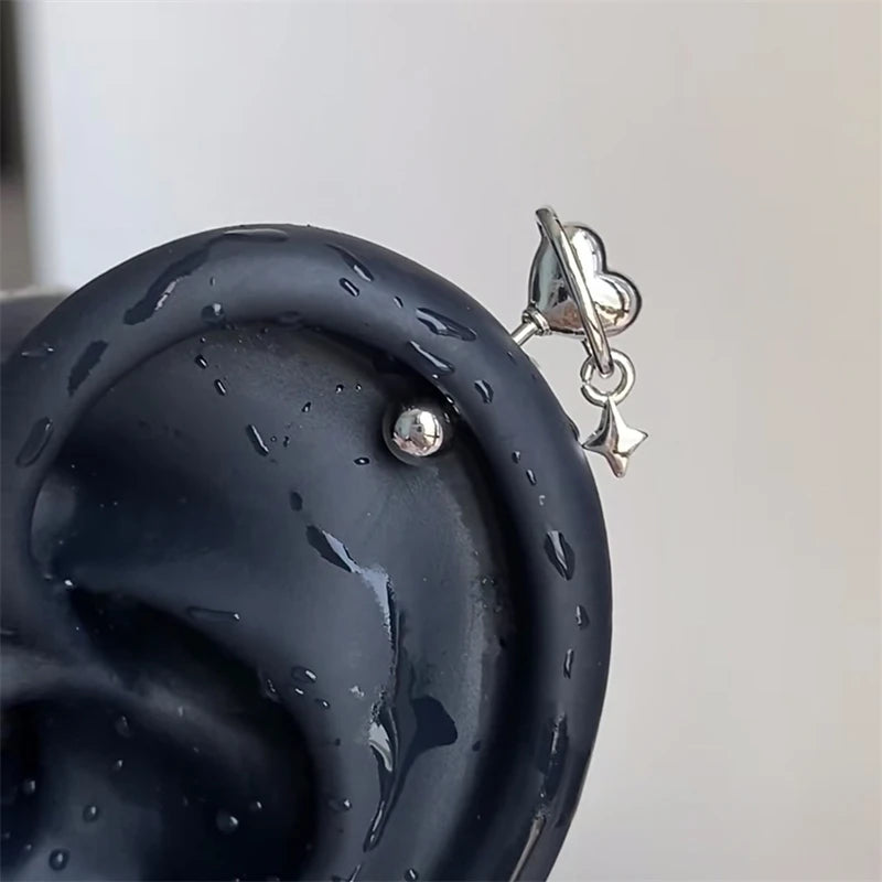 1pcs Quality Shiny Cross Zircon 316L Stainless Steel Ear Bone Nail Y2K Style Silver Color Earring for Women Cochlear Accessories.