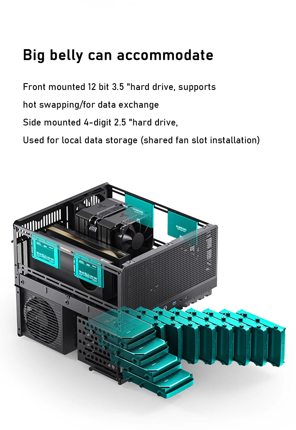 Jonsbo N5 NAS Computer Chassis ITX/M-ATX/ATX/E-ATX PC Case 12+4 Hard Disk Space ATX Power Supply With Fan Aluminum Desktop Case.
