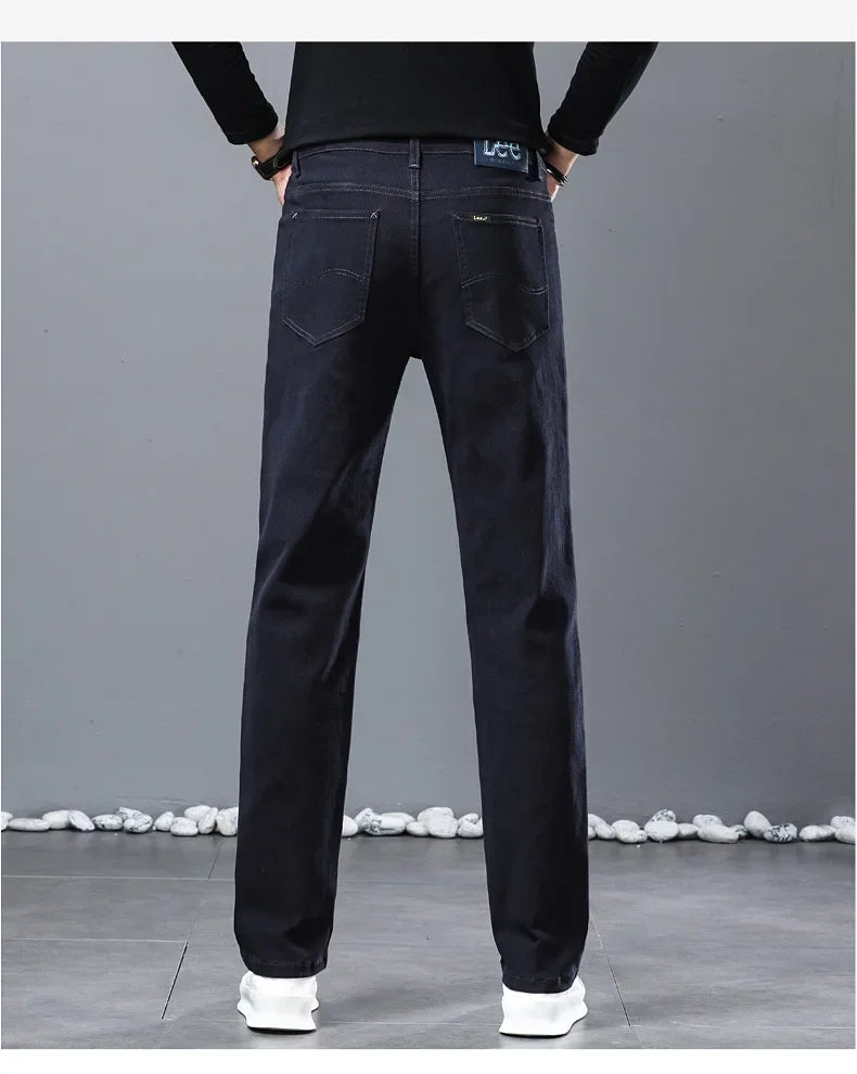 2024 herbst/Winter Neue männer Jeans Business Lose-Fit Gerade Bein Hohe Taille Baumwolle Casual Trendy hosen