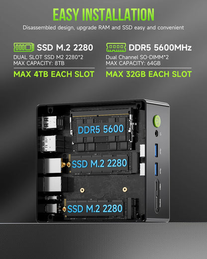 GMKtec Gaming Mini PC K11 K8 Plus M7 AMD Ryzen 9 8945HS 8845HS 6850H Computers PC Oculink WiFi 6 USB3.2 USB-C 4.0 BT5.2 DP HDMI.