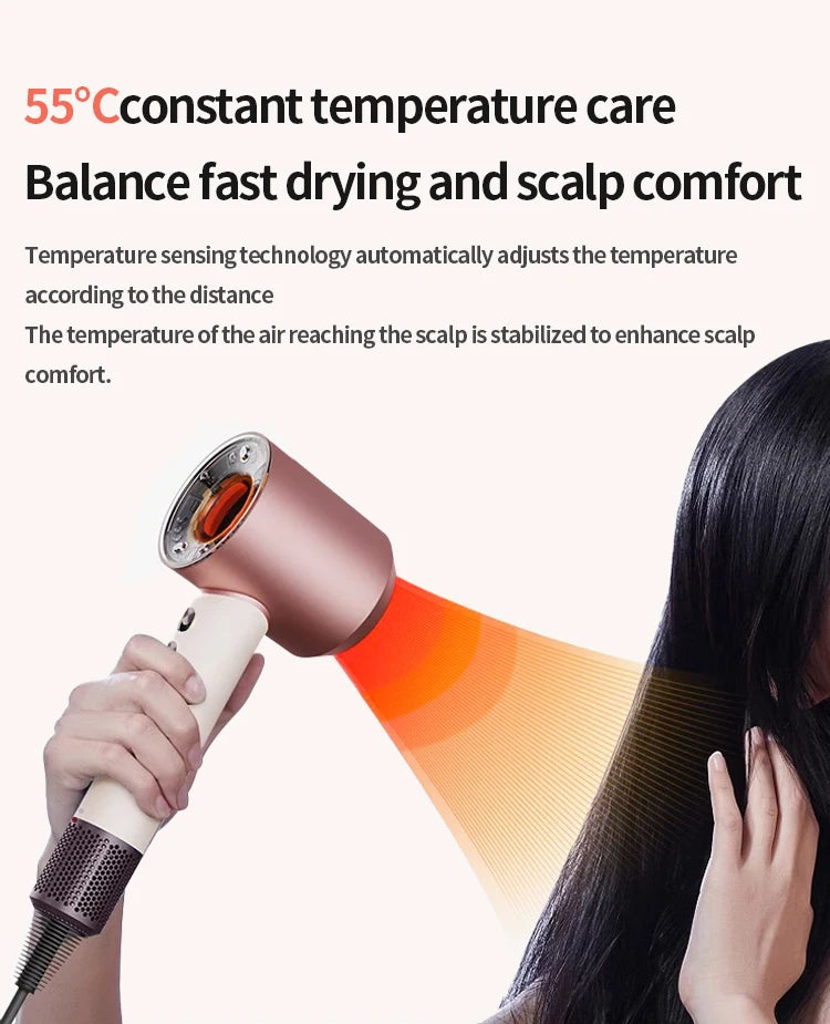 5 in 1 Professional Hair Dryer, with Hot and Cold Air Functionality - Lightweight and Thermostatic Styling Tool for Smooth Hair