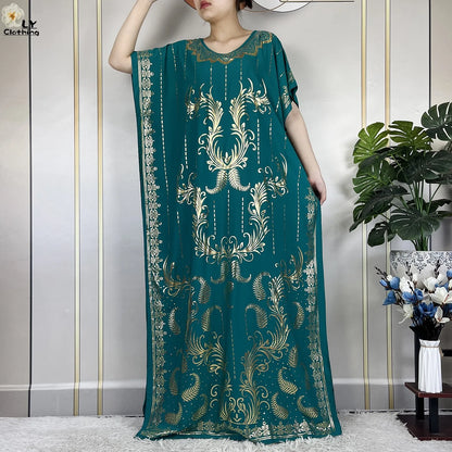 Neue Sommer Abaya für Frauen lässig Kurzarm weiches Baumwoll kleid Dubai Kaftan lose Dame Maxi Islam afrikanisches Kleid mit großem Schal.