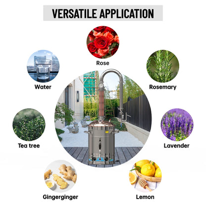 HOOLOO CT Distiller Electric Hydrolat Essential Oil Still Moonshine Still Copper lid Glass Copper Mesh Column Home Fragrance.