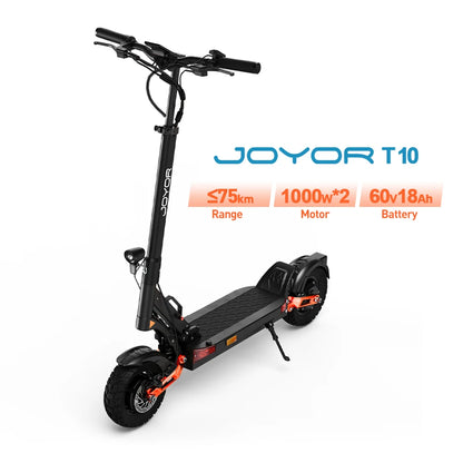 JOYOR T10 Adult Off-Road Electric Scooter 1000W*2 Motor 60V18AH Battery Escooter 10" Off-Road Tire Foldable E-Scooter