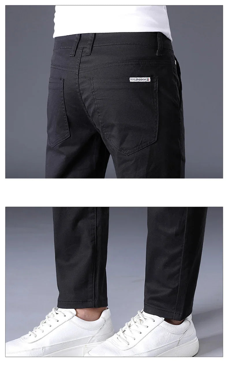 Thin Men's Pants Classic 7 Colors Summer New Casual Pant Business Fashion Stretch Cotton Slim Brand Male Trousers