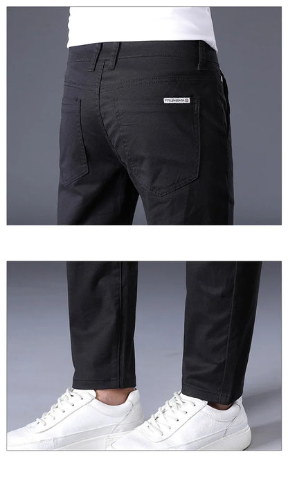 Thin Men's Pants Classic 7 Colors Summer New Casual Pant Business Fashion Stretch Cotton Slim Brand Male Trousers