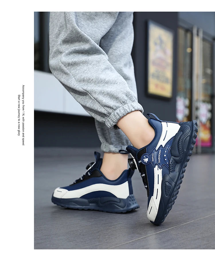 Boys Anti-Slip Waterproof Leather Running Shoes Outdoor Sports Walking Shoes Comfort Kids Sneakers For Autumn Winter 5-16 Years.