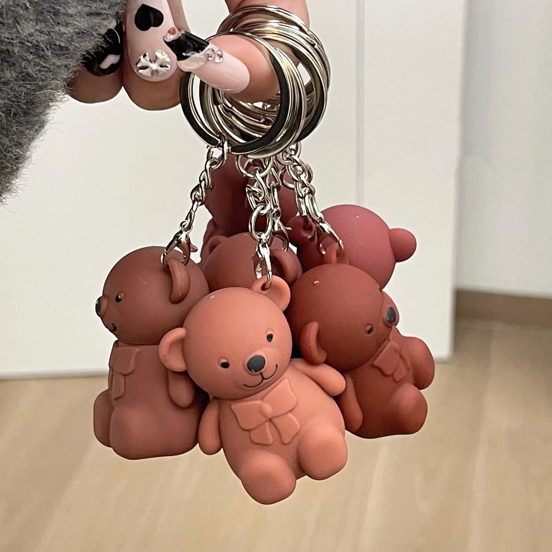 Cute Bear Keychain Matte Velvet Lip Gloss Mirror Brown Lipstick Waterproof Long Lasting Non-Stick Cup Lip Mud Korean Cosmetic.