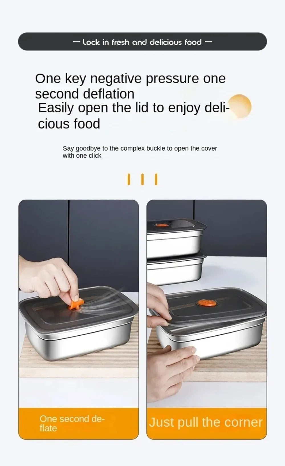 Stainless Steel Camping Lunch Box Sealed Leak-proof Bento Box Microwave Suitable Large Capacity Refrigerator Freezer Storage Box.