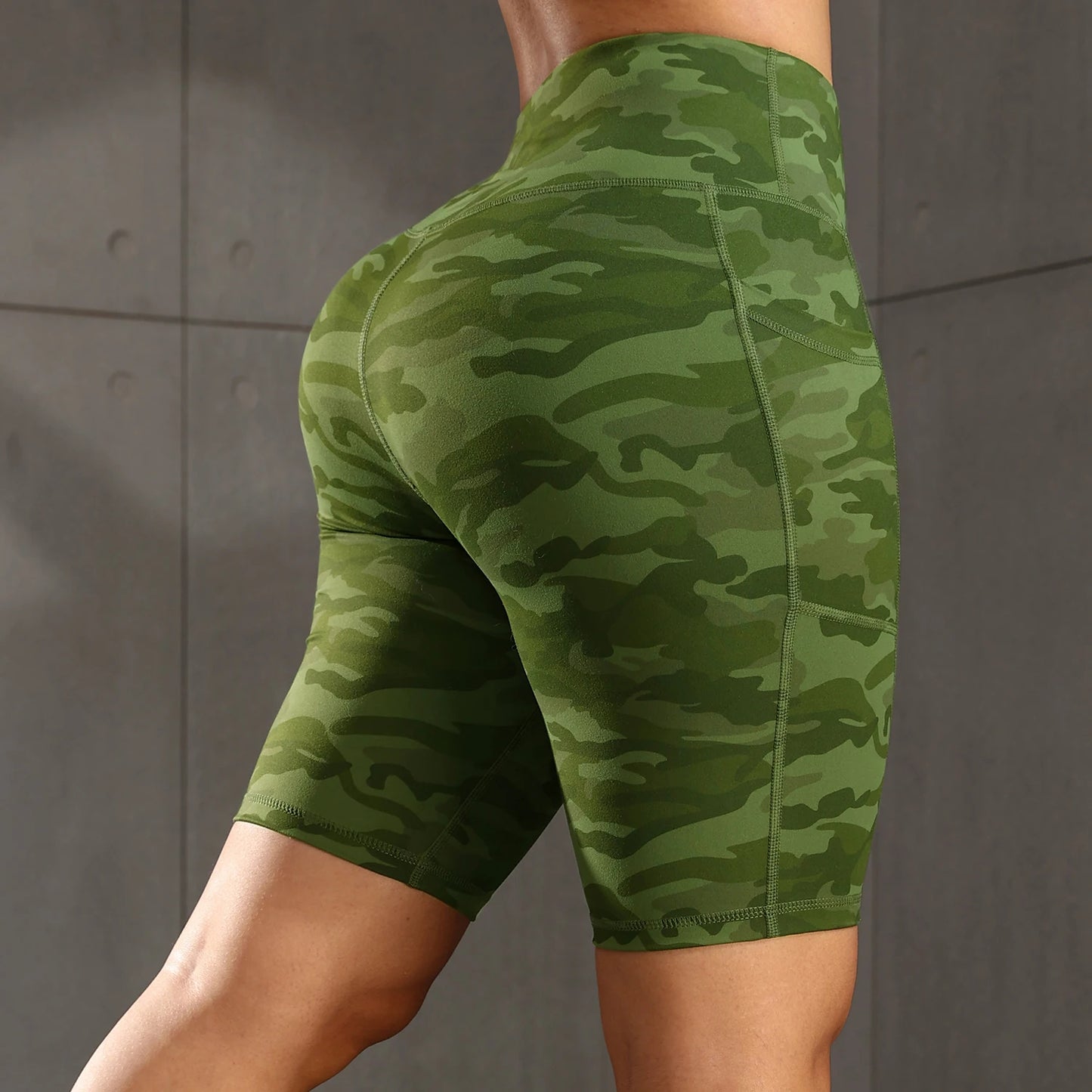 CHRLEISURE Women Solid Yoga Shorts with 3 Pockets High Waist Butt Lifting Workout Tights Gym Elastic Cycling Shorts Activewear.