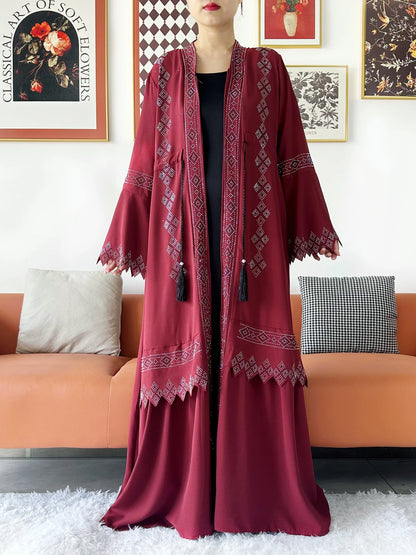 Laxury Design New Women Elegant Dress Chiffon Open Abaya Muslim Women Dress Islamic Clothing Cardigan Abaya Women Muslim Dress.