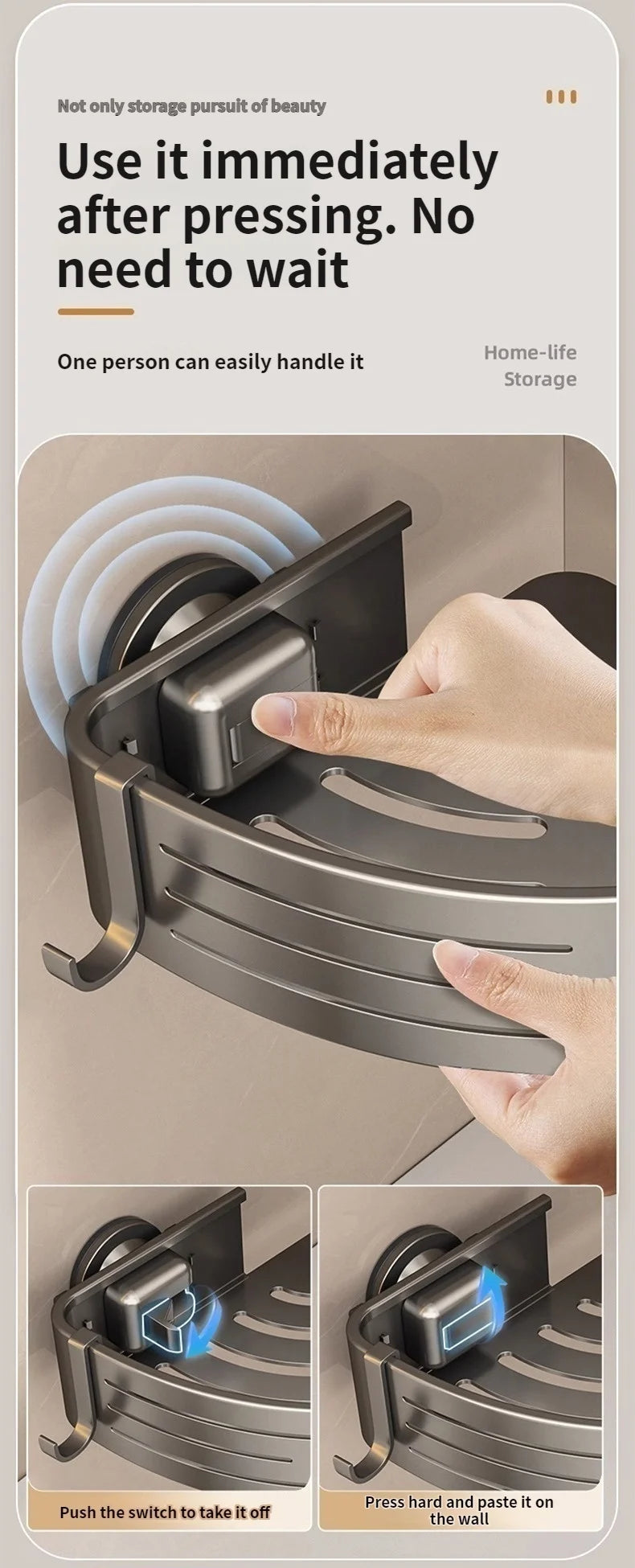 Kein Bohren Saugnapf Badezimmer-Saugregal Perforationsfreie Toilette Wandmontierter Duschgel-Dreieckskorb Badezimmerregal