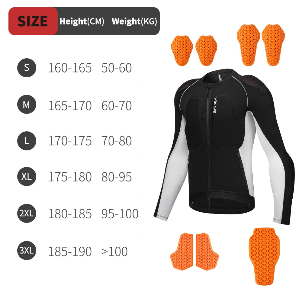 WOSAWE Men's Motorcycle Racing Jacket Off-Road CE Protective Gear Motocross Soft Armor Body Protector Sports Racing Equipment