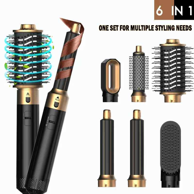 6 in 1 Hair Dryer Brush Hot Comb Set Professional Curling Iron Hair Straightener Styling Tool Air styling Hair Dryer Household