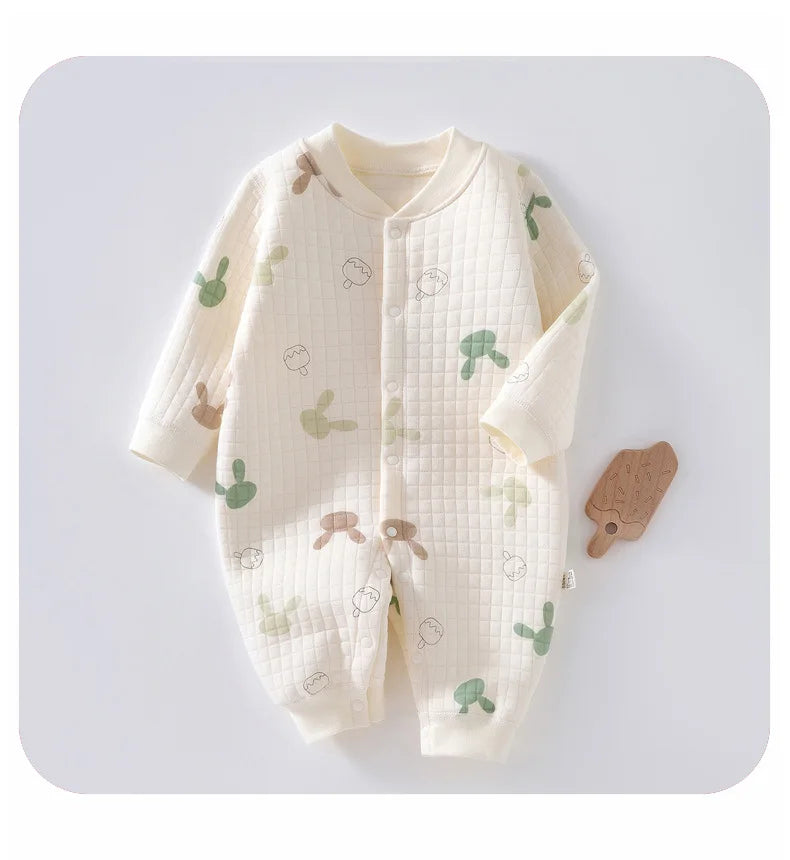 AYNIGIELL Baby Warm Overall Herbst und Winter Baby Baumwolle Kleidung Neugeborenen Pyjamas Niedlichen Muster Gedruckt Baby Overall.