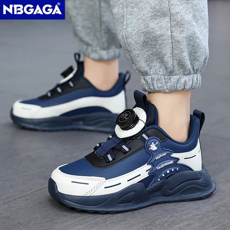 Boys Anti-Slip Waterproof Leather Running Shoes Outdoor Sports Walking Shoes Comfort Kids Sneakers For Autumn Winter 5-16 Years.