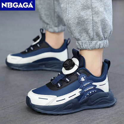 Boys Anti-Slip Waterproof Leather Running Shoes Outdoor Sports Walking Shoes Comfort Kids Sneakers For Autumn Winter 5-16 Years.