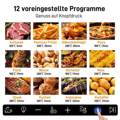 8.5L Multi Function air fryers Smart machine Viewing Window Electric Hot fryer Oilless Cooker with LED Touch Control,Family oven.