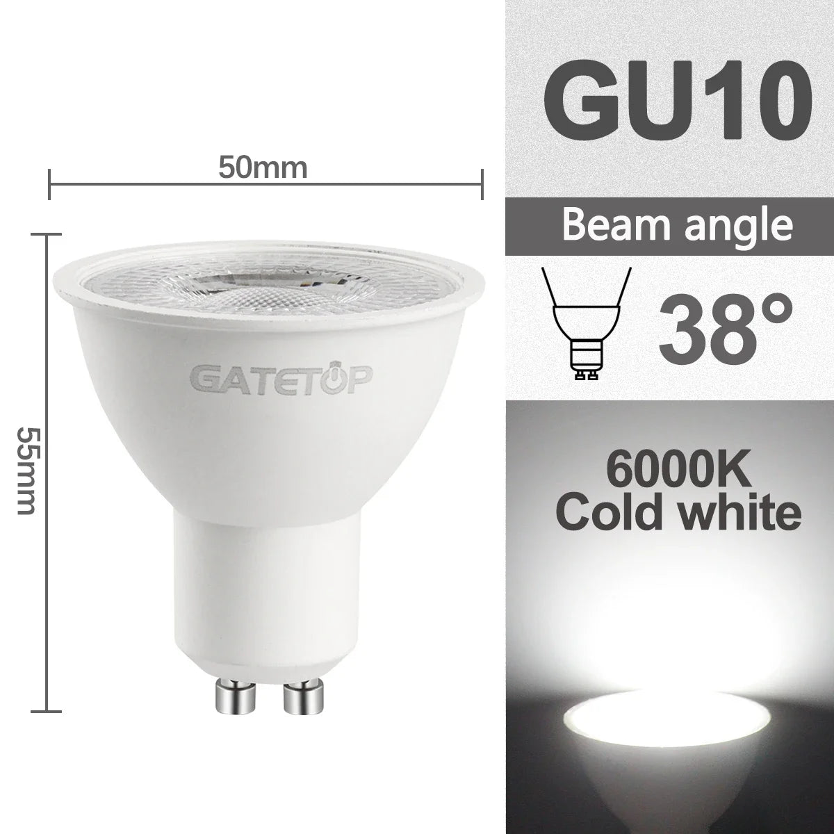 10 Stück hohe Lumen GU10 LED-Spot-Licht, kein Fliker, 8 W, 9 W, LED-Birne, AC 220 V, 120 V, ersetzt 50 W Halogenlampe für die Verkleidung von Heimbeleuchtung.
