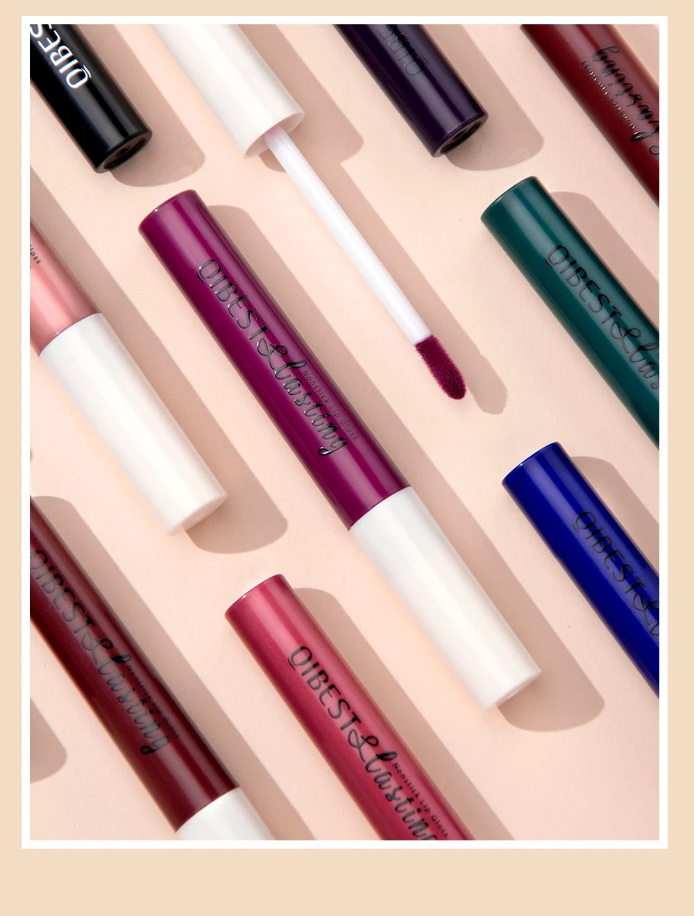 QIBEST Matte Liquid Lipstick Waterproof Long Lasting Lip Gloss Velvet Mate Nude Red Tint Tube Lipsticks Lipgloss Makeup Cosmetic