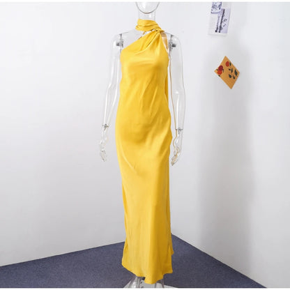 Elegante Feste Band Frauen Halfter Kleid Off Schulter Ärmellose Backless Dünne Weibliche Maxi Kleider 2025, Sommer Neue Chic Dame Robe.