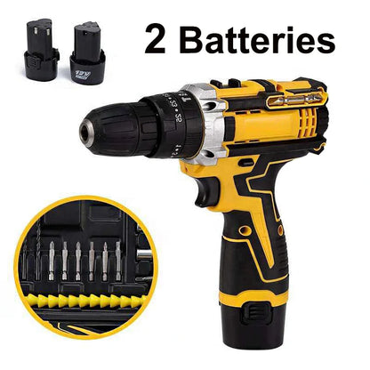 1 oder 2 Batterien Lithium-Bohrmaschine Elektroschrauber Handbohrmaschine Elektrowerkzeug-Set Multifunktionale Zubehörbox