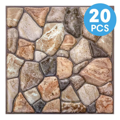 10/20Pcs, PVC 3D Faux Stone Wall Panels, Decorative Wall Decoration, Self-adhesive Panels, Easy to Install, 30cm x 30cm