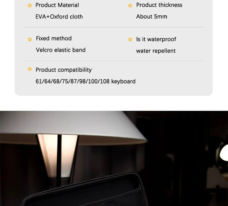 Dustproof Water-Resistant Mechanical Keyboard Case Storage Bag - EVA Hard Shell Fits 61/68/75%/TKL/98%/Full-Size Keyboards.