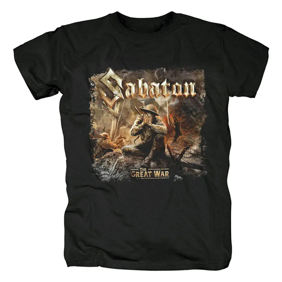Swedish Sabaton Black Wolf Band Power Metal Album Cover Print Rock Festival Wear T-Shirt.