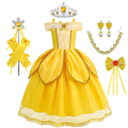 Belle Cosplay Prinzessin Kleid Mädchen Geburtstag Charme Kostüm Kinder Karneval Party Bühne Leistung Vestido Kinder Disguise Kleid