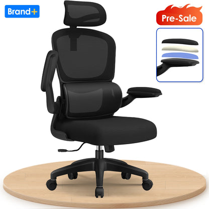 AUTHMIC Ergonomischer Bürostuhl -135 °   Liege- und höhenverstellbarer Sitz, klappbare Armlehnen, verstellbare Kopfstütze, Heimbürostuhl