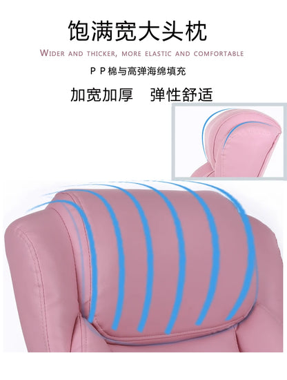 Elektrischer bequemer Bürostuhl, rosa, für Mädchen und Erwachsene, günstiger Liegestuhl, ergonomischer Sessel, Cadeira De Escritorio-Möbel