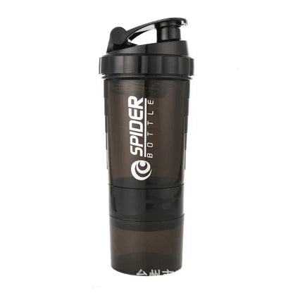 3 Layer Shaker Bottle Protein Mixing Shake Cup Sports Fitness Water Cup 550ml Scaled Plastic Water Bottles with Medicine Box.