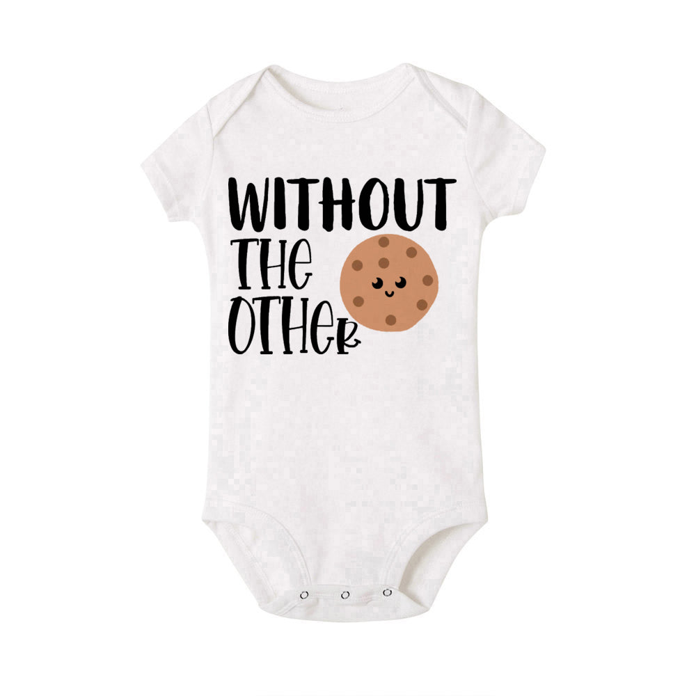 Zwillings-Body kann niemandem ohne den anderen Baby-Strampler haben. Lustiger Milch- und Keks-Zwillings-Bodysuit. Niedlicher Baby-Overall für beste Freunde.