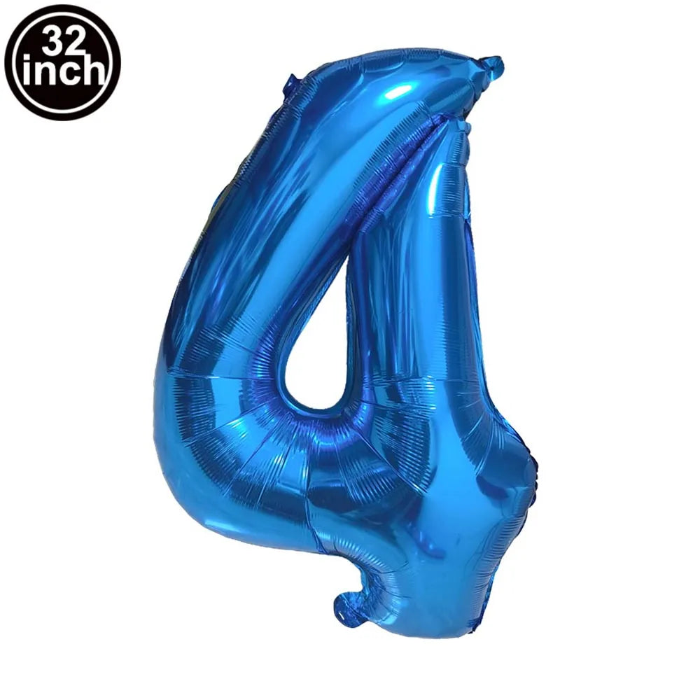 Blauer Ballon mit großen Zahlen, 32 Zoll, 0, 1, 2, 3, 4, 5, 6, 7, 8, 9, Geburtstag, Bachelorette-Luftballons, Figur, Golob-Party-Ballon-Dekoration